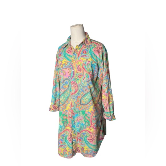 Lauren Ralph Lauren Vibrant Paisley Shirt – Multicolor Button Front Tunic - Picture 4 of 8